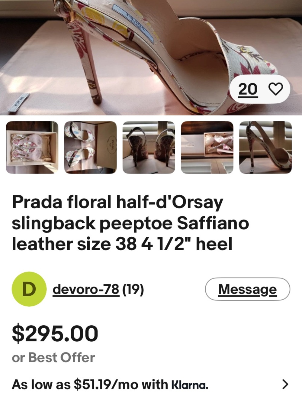 Prada Cream Floral Slingback Heels with Red & Yellow Accents - Picture 14 of 14